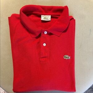 Lacoste men's classic fit short sleeve polo shirt in a red  color, size 5/L